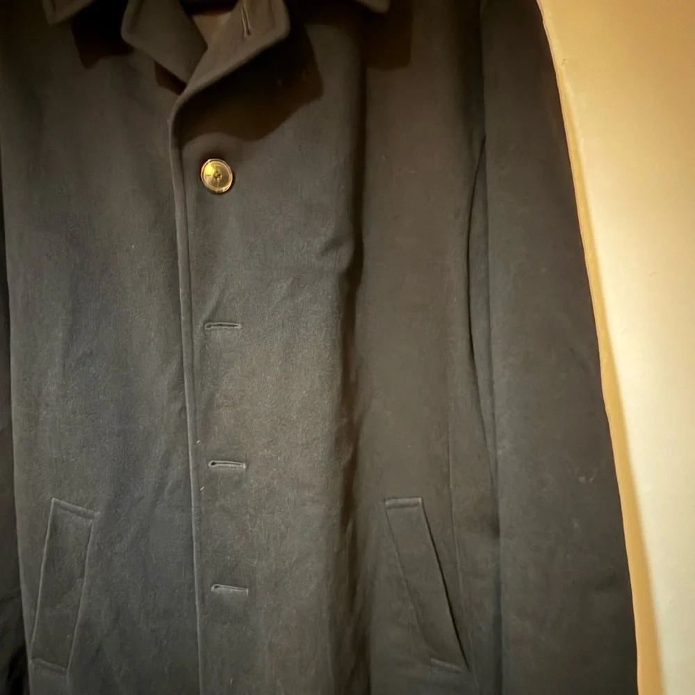 NWOT Made in Italy Mens Classic Black Trench Coat with Timeless Elegance - Picture 7 of 8